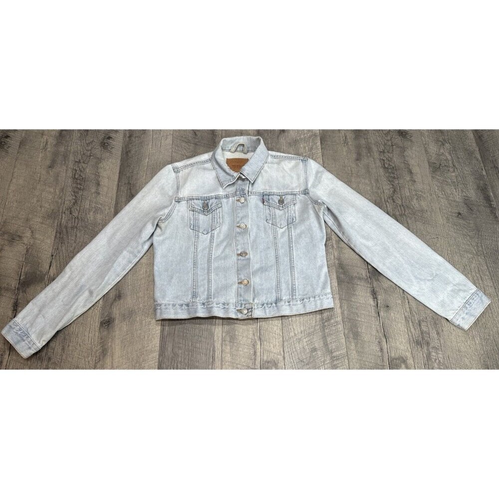 Vintage Levis Denim Jacket Womens Large Blue Jean‎ Trucker Light USA Made 2001